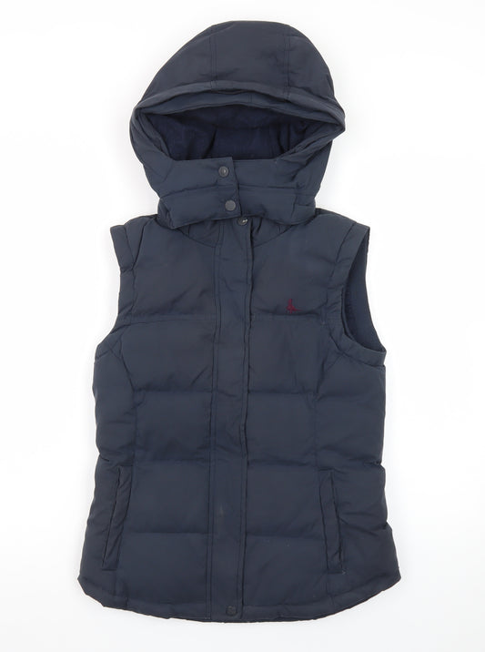 Jack Wills Women's Blue Hooded Puffer Gilet Size 8