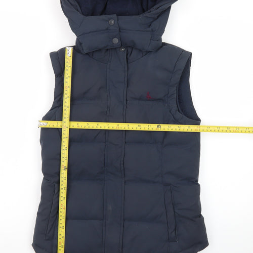 Jack Wills Women's Blue Hooded Puffer Gilet Size 8