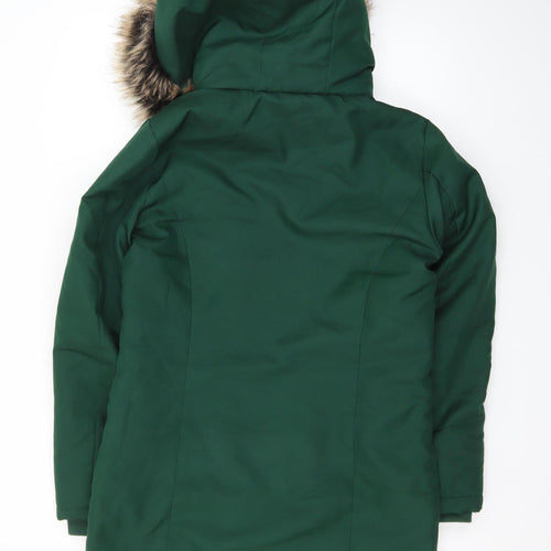 ONLY Women's Green Faux Fur Trim Hooded Parka Coat Size S