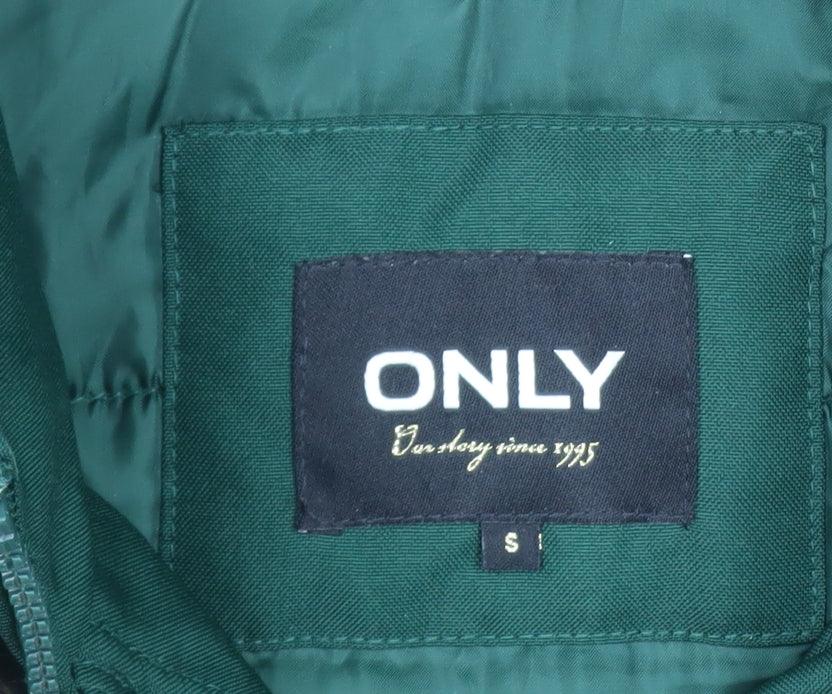 ONLY Women's Green Faux Fur Trim Hooded Parka Coat Size S