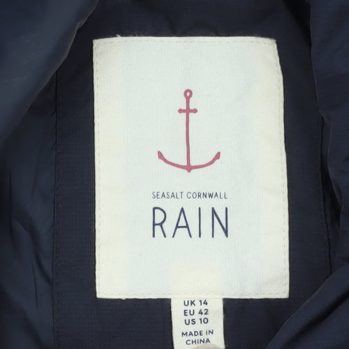 Seasalt Cornwall Blue Waterproof Hooded Rain Coat Jacket UK 42 Unisex