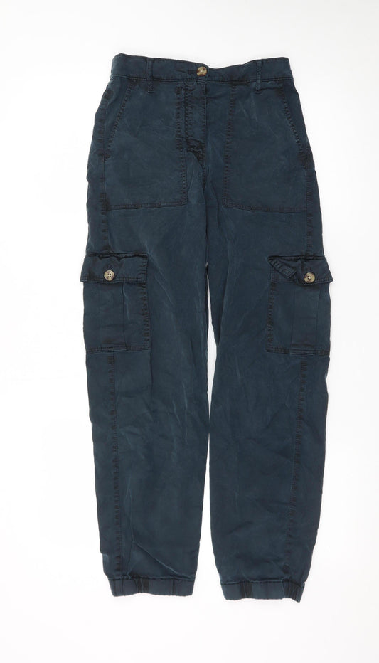 Marks and Spencer Womens Blue Cargo Trousers Size 6 Regular
