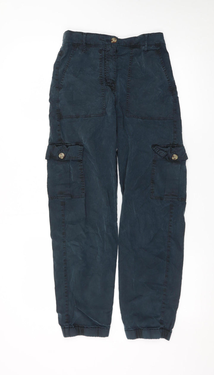 Marks and Spencer Womens Blue Cargo Trousers Size 6 Regular