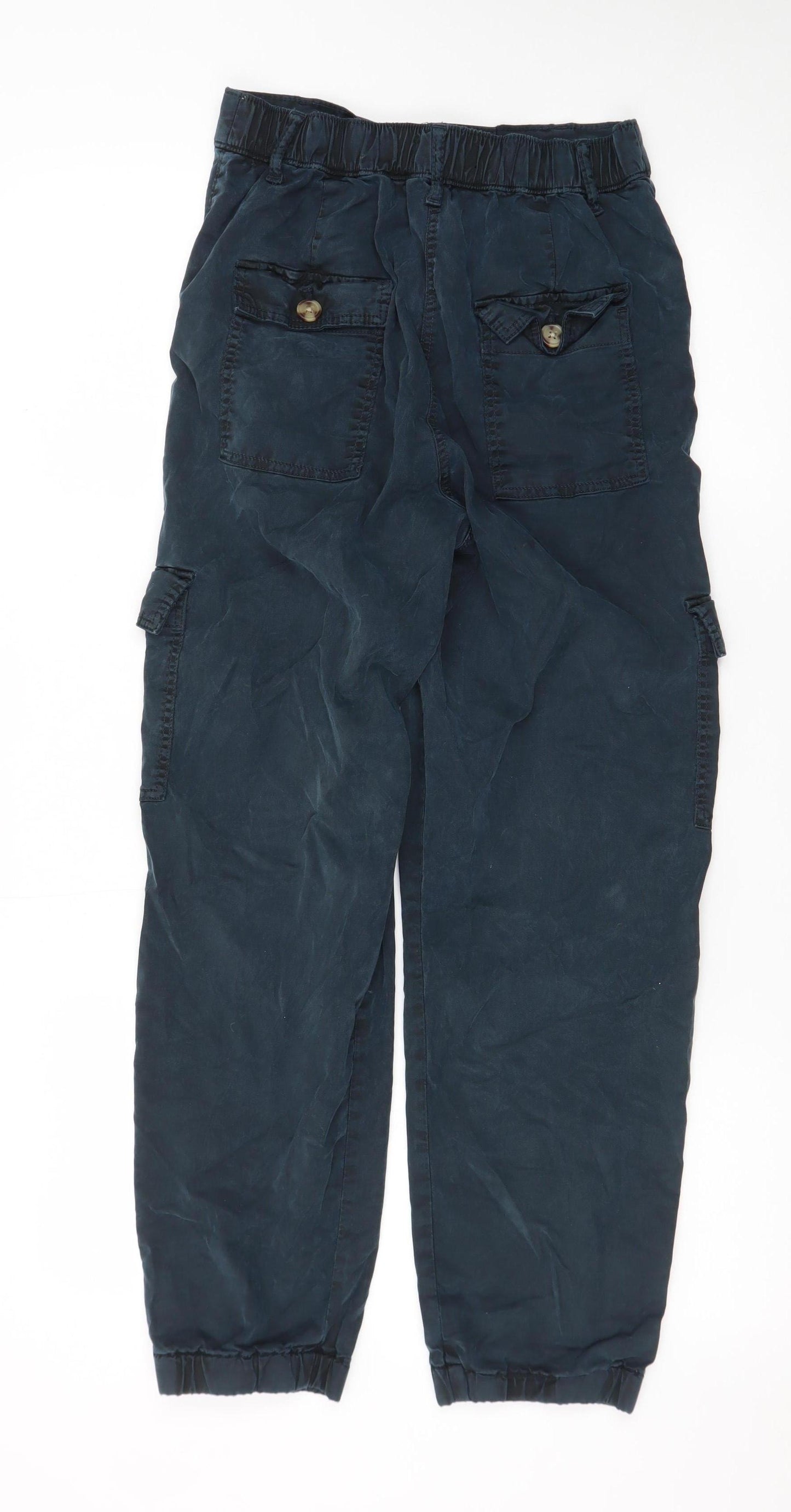 Marks and Spencer Womens Blue Cargo Trousers Size 6 Regular