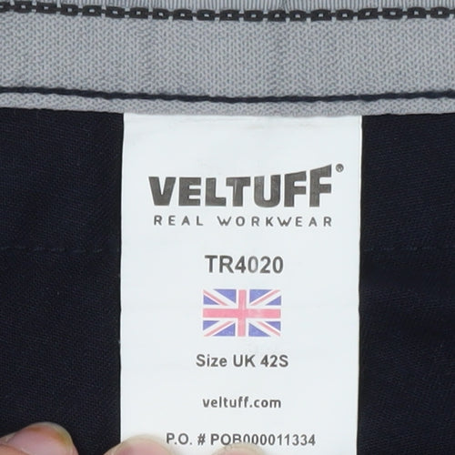 VELTUFF Men's Blue Cargo Work Trousers Size 42S Regular Fit