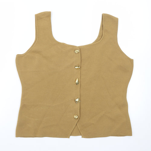 Marks and Spencer Women’s Beige Sleeveless Button Vest Small Knit Top