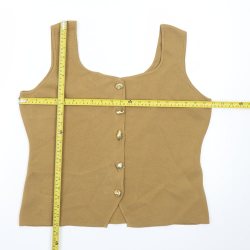 Marks and Spencer Women’s Beige Sleeveless Button Vest Small Knit Top