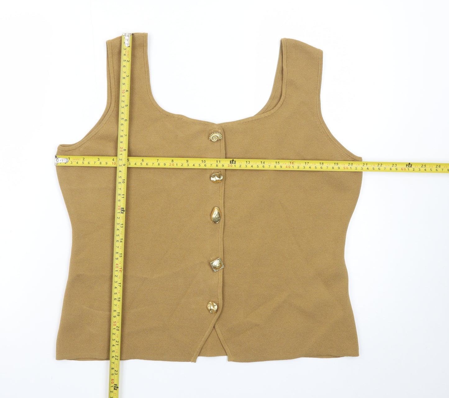 Marks and Spencer Women’s Beige Sleeveless Button Vest Small Knit Top