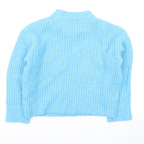 New Look Women Blue Mock Neck Chunky Knit Jumper Size S