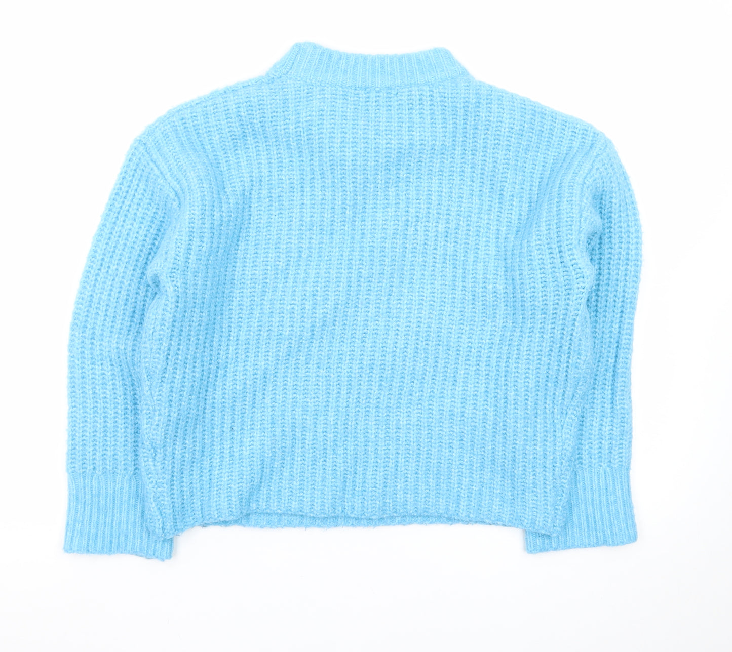New Look Women Blue Mock Neck Chunky Knit Jumper Size S