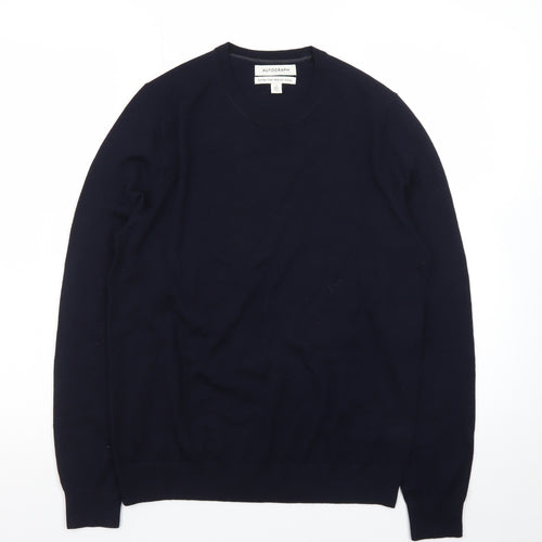 Marks and Spencer Mens Blue Merino Wool Crew Neck Jumper S