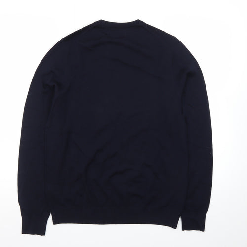 Marks and Spencer Mens Blue Merino Wool Crew Neck Jumper S