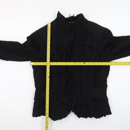 Principles Womens Black Cotton Blend Ruffle Trim Jacket Size 14