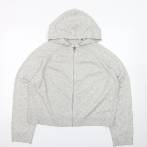 Marks and Spencer Women’s Grey Full Zip Hooded Knit Jumper Size L