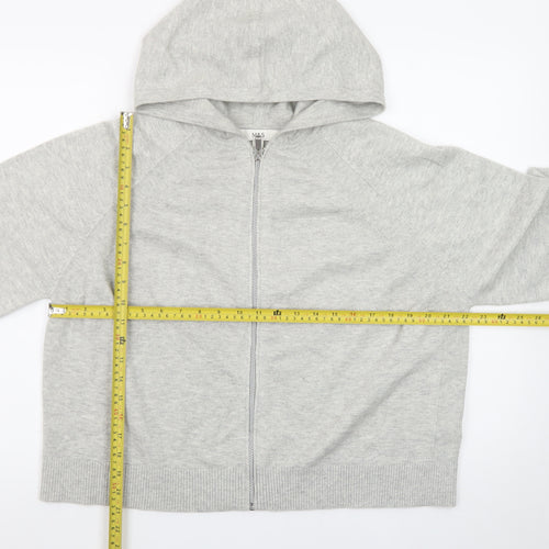 Marks and Spencer Women’s Grey Full Zip Hooded Knit Jumper Size L