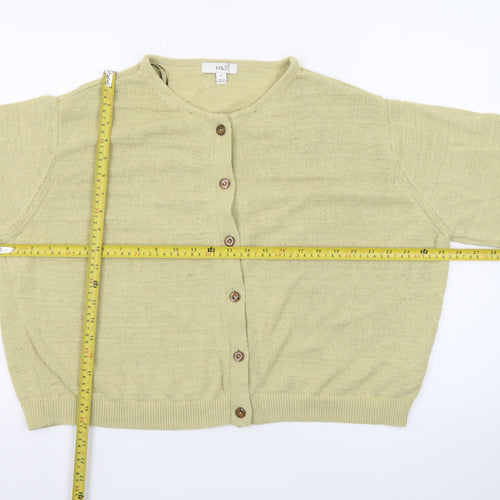Marks and Spencer Women Beige XL Cotton Button Cardigan