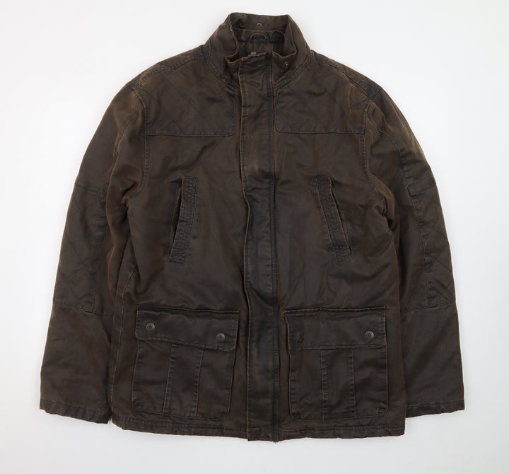 Boston Crew Men’s Brown Waxed Field Jacket L Lined Workwear Style