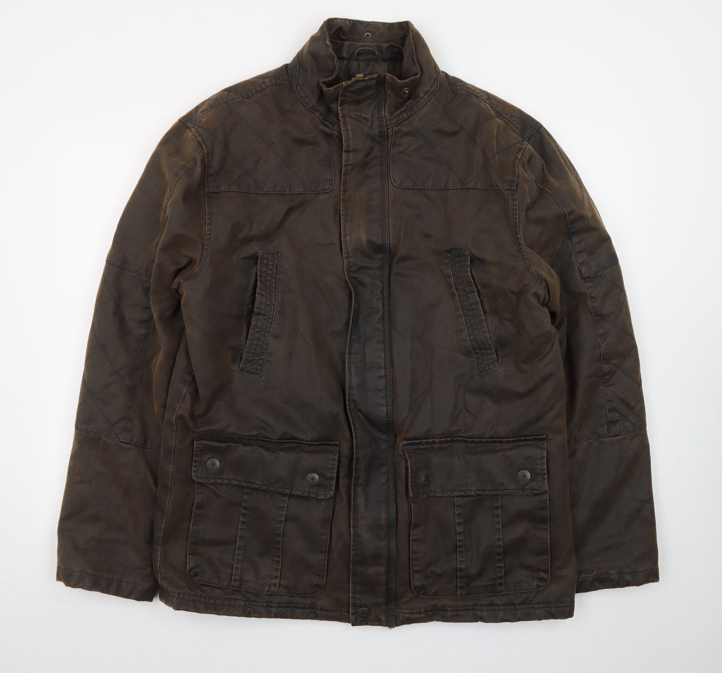 Boston Crew Men’s Brown Waxed Field Jacket L Lined Workwear Style