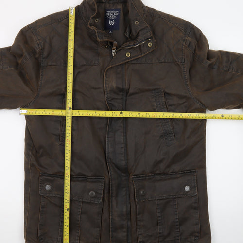 Boston Crew Men’s Brown Waxed Field Jacket L Lined Workwear Style