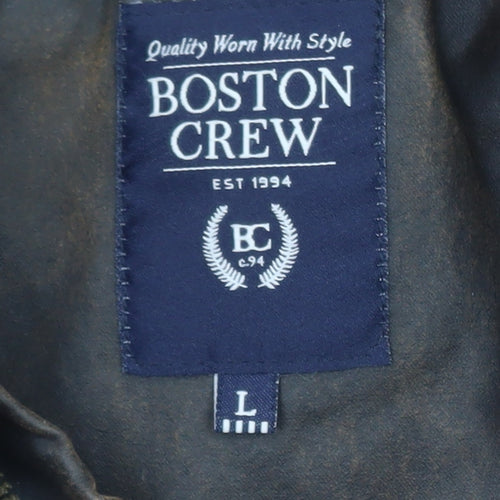 Boston Crew Men’s Brown Waxed Field Jacket L Lined Workwear Style