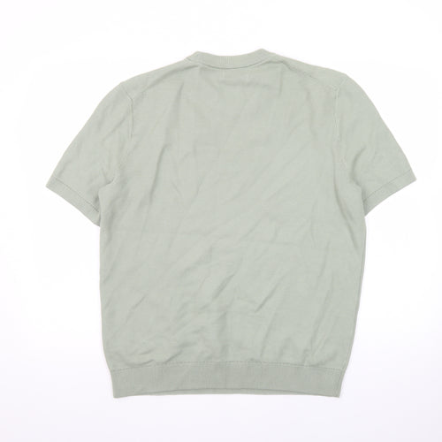 Marks and Spencer Men's Green Pure Cotton Crew Neck Short Sleeve T-Shirt Size M