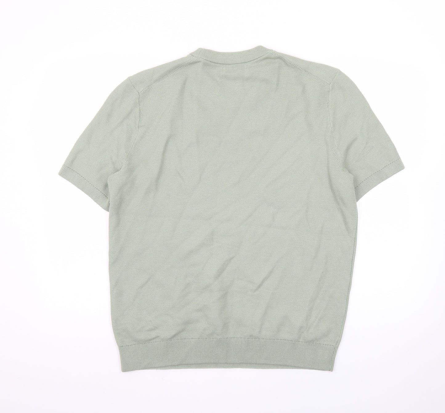 Marks and Spencer Men's Green Pure Cotton Crew Neck Short Sleeve T-Shirt Size M