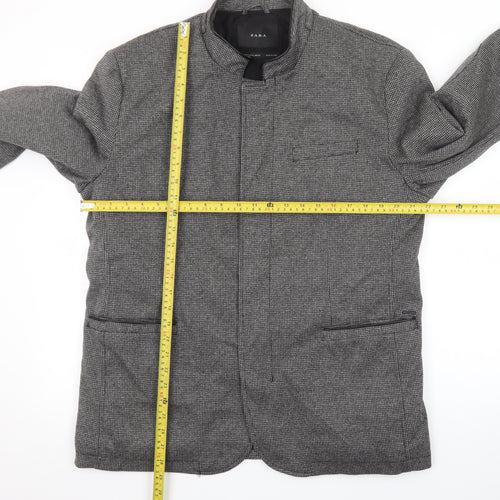 ZARA Women Grey Check Wool Blend Blazer Jacket XL