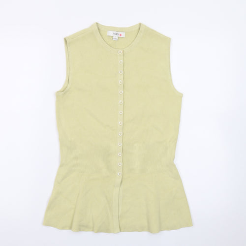 Marks and Spencer Women’s Yellow Sleeveless Knit Button Blouse Size S