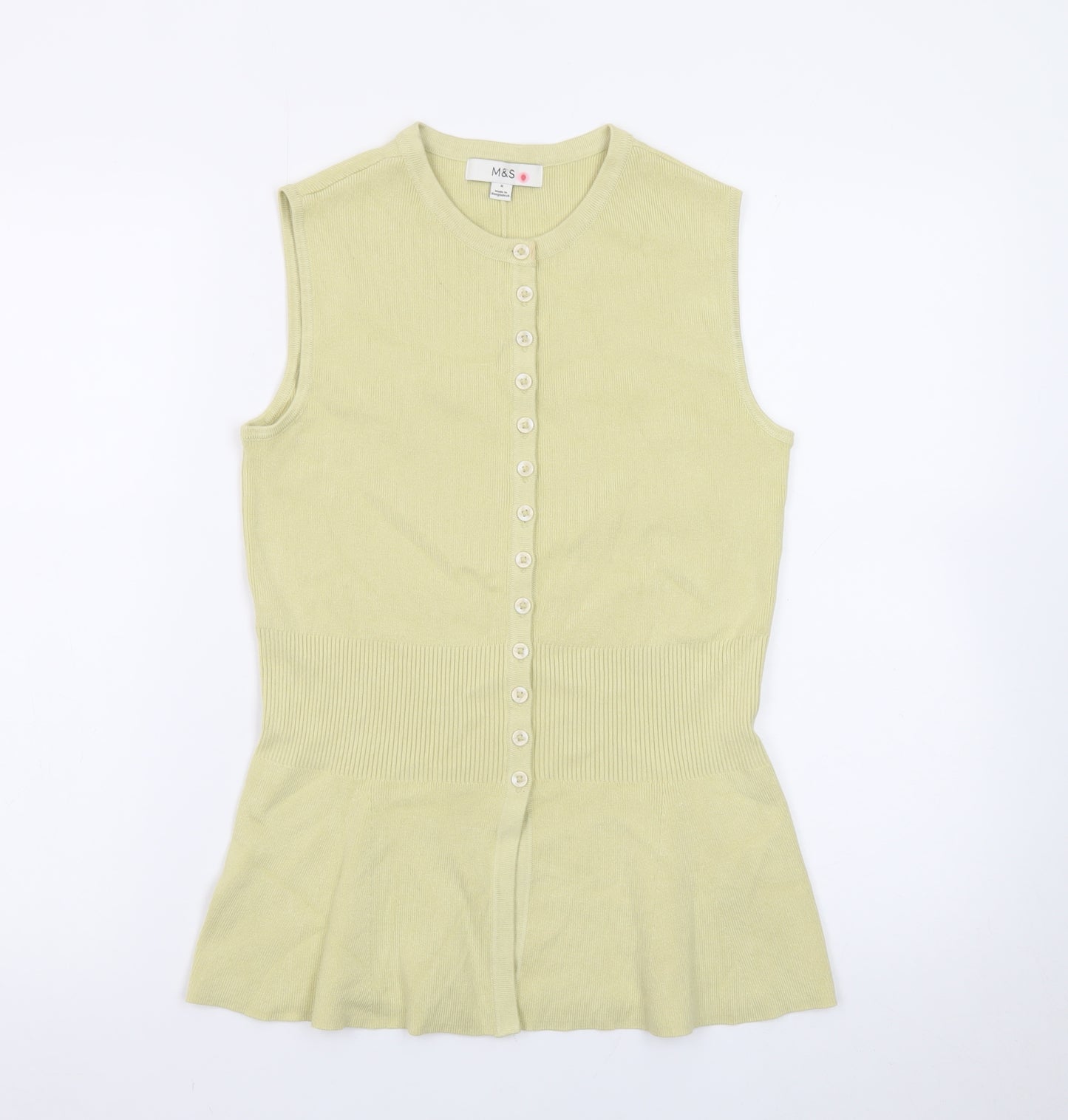 Marks and Spencer Women’s Yellow Sleeveless Knit Button Blouse Size S