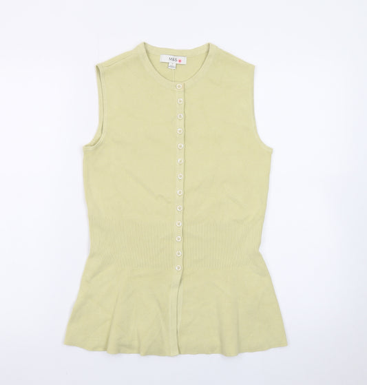 Marks and Spencer Women’s Yellow Sleeveless Knit Button Blouse Size S