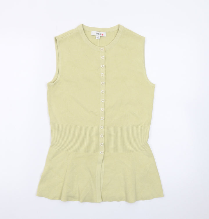 Marks and Spencer Women’s Yellow Sleeveless Knit Button Blouse Size S