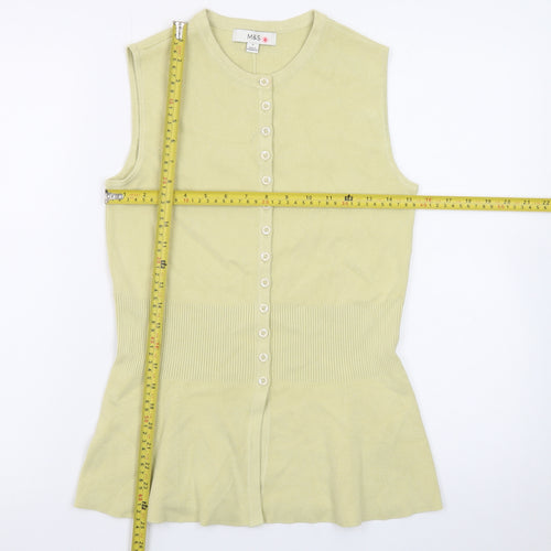 Marks and Spencer Women’s Yellow Sleeveless Knit Button Blouse Size S