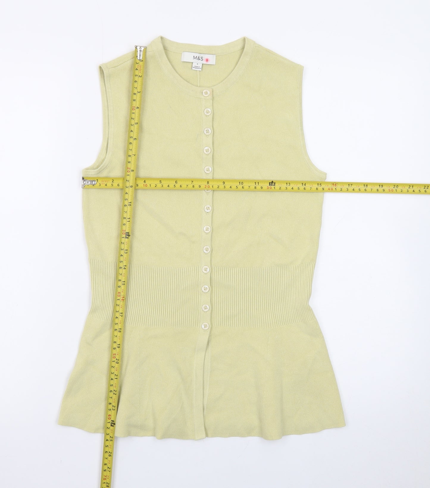 Marks and Spencer Women’s Yellow Sleeveless Knit Button Blouse Size S