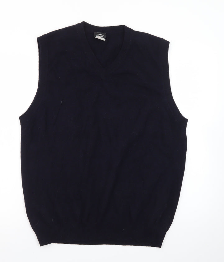 Marco Donati Men's Black Wool V-Neck Sleeveless Vest L