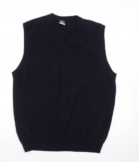 Marco Donati Men's Black Wool V-Neck Sleeveless Vest L