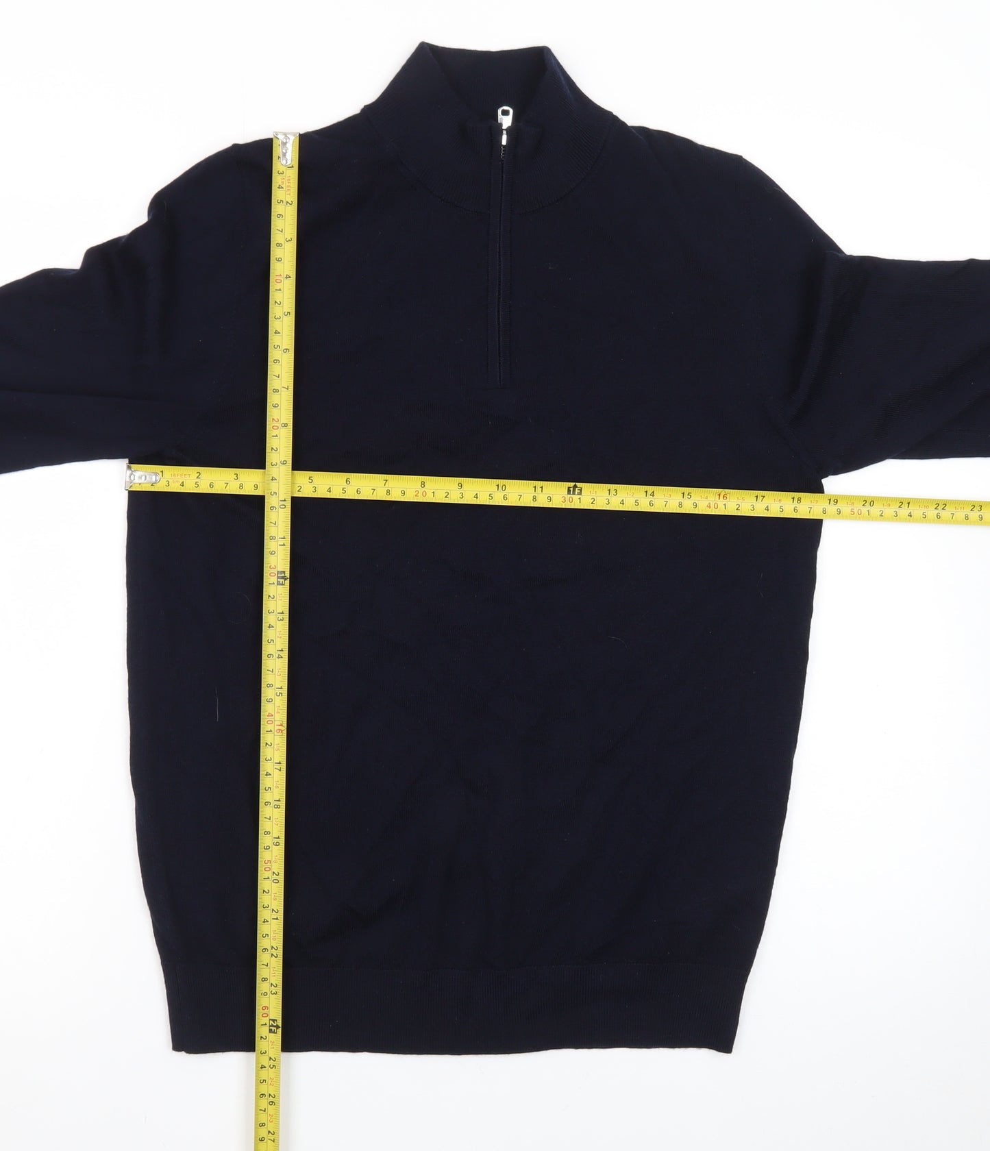 Marks and Spencer Autograph Men's Black Small 1/2 Zip Merino Jumper