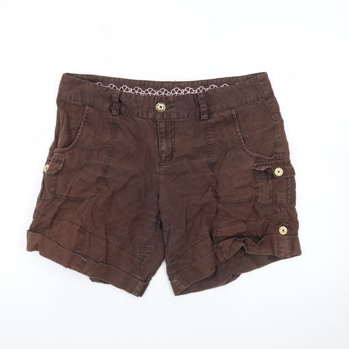 Muddaray Women's Brown Cargo Shorts Size 14 Cotton Comfort Fit