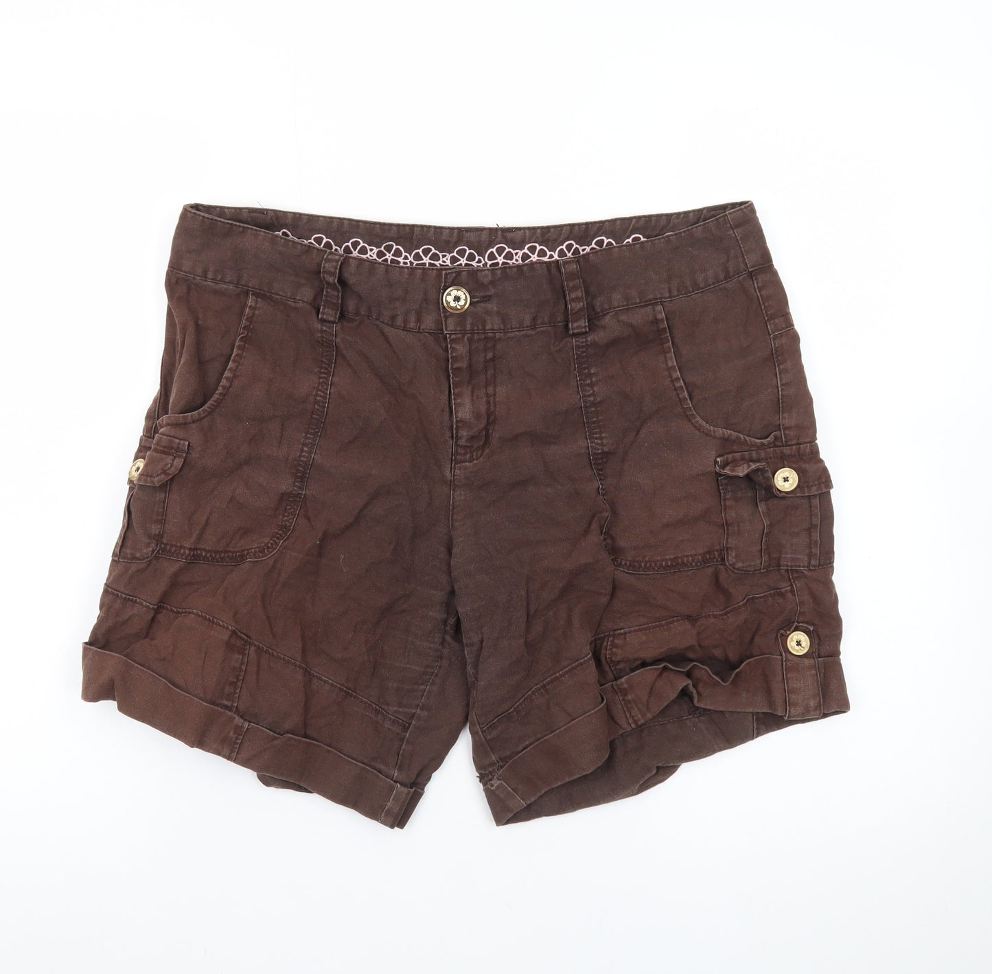 Muddaray Women's Brown Cargo Shorts Size 14 Cotton Comfort Fit