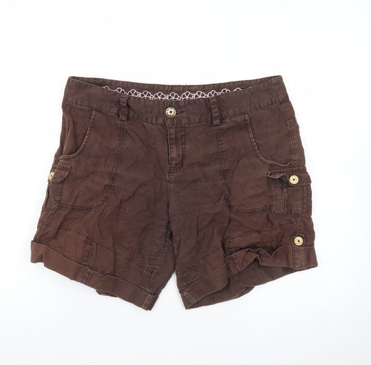 Muddaray Women's Brown Cargo Shorts Size 14 Cotton Comfort Fit
