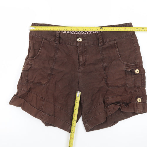 Muddaray Women's Brown Cargo Shorts Size 14 Cotton Comfort Fit