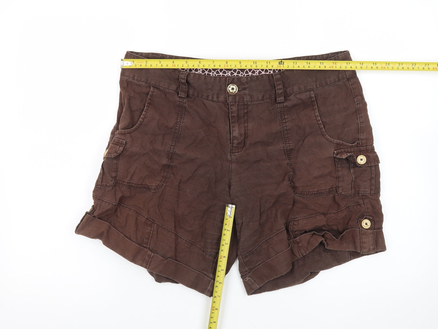 Muddaray Women's Brown Cargo Shorts Size 14 Cotton Comfort Fit
