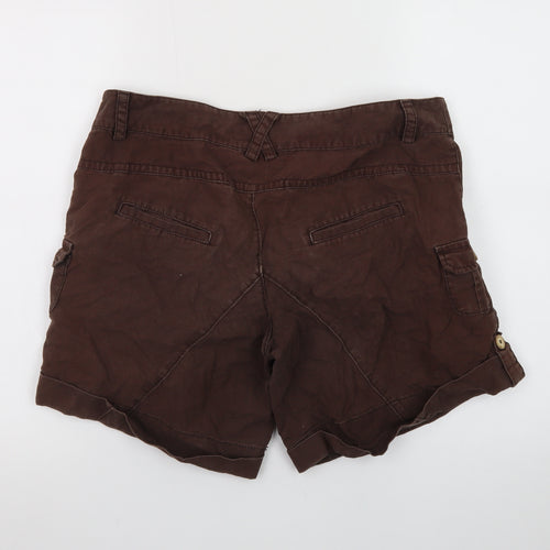 Muddaray Women's Brown Cargo Shorts Size 14 Cotton Comfort Fit