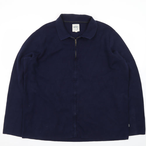 FatFace Men's Blue Collared Full Zip Cotton Cashmere Jumper XL