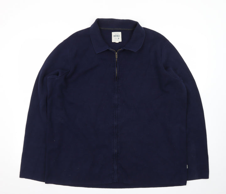 FatFace Men's Blue Collared Full Zip Cotton Cashmere Jumper XL