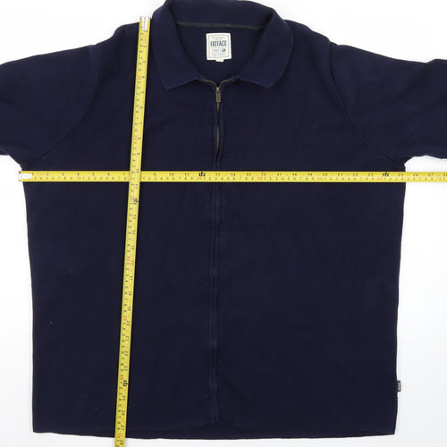 FatFace Men's Blue Collared Full Zip Cotton Cashmere Jumper XL