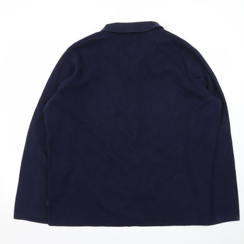 FatFace Men's Blue Collared Full Zip Cotton Cashmere Jumper XL