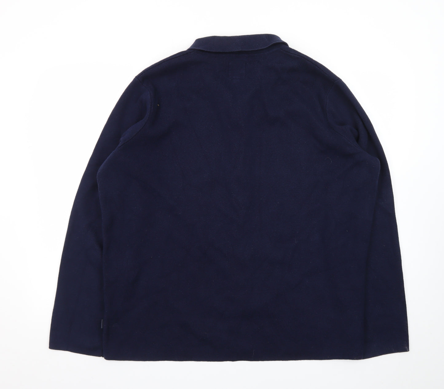 FatFace Men's Blue Collared Full Zip Cotton Cashmere Jumper XL