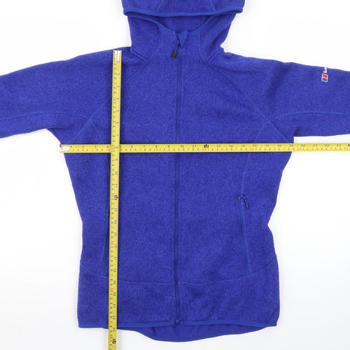 Berghaus Women Blue Full Zip Hooded Fleece Jumper UK 12 M