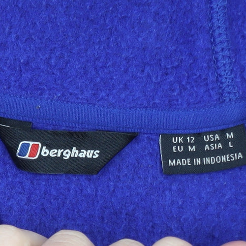 Berghaus Women Blue Full Zip Hooded Fleece Jumper UK 12 M