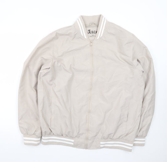 iXtreme Women Beige Bomber Jacket L Lightweight Casual Zip Up